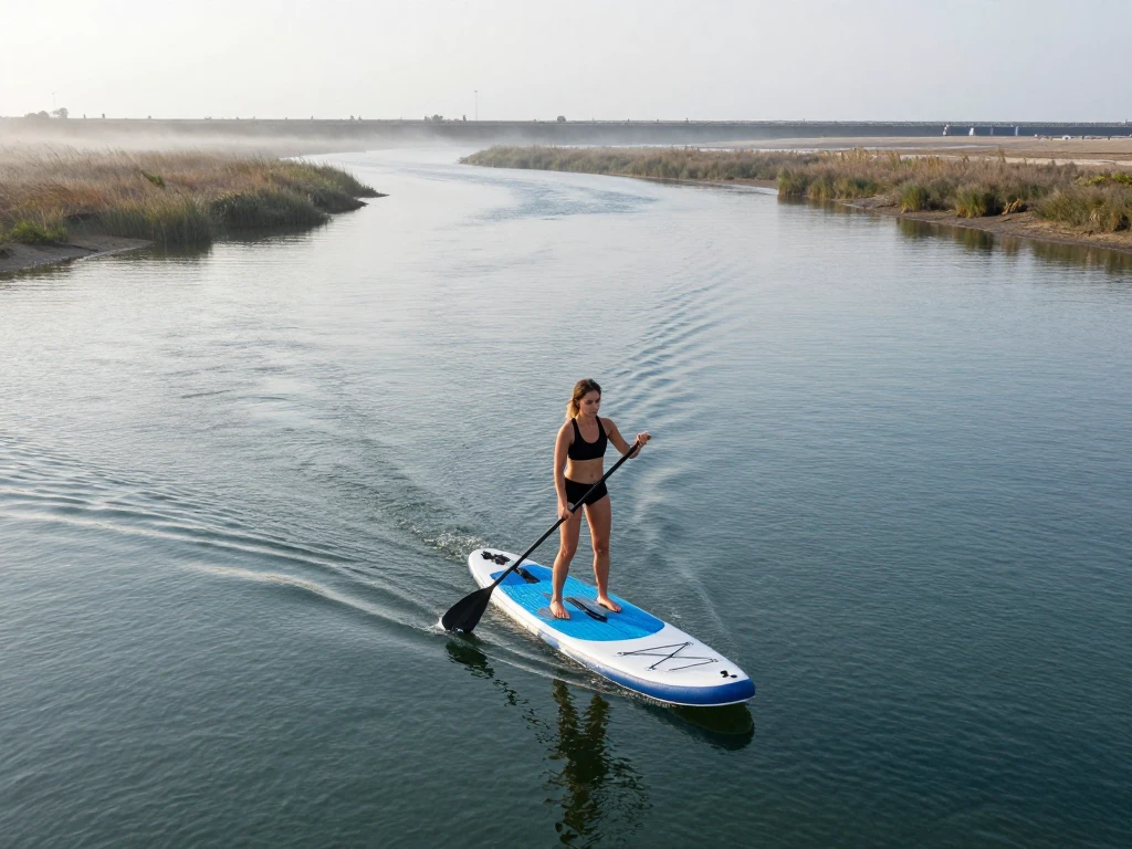 Abstract paddle board on calm water for Vorthralxim
